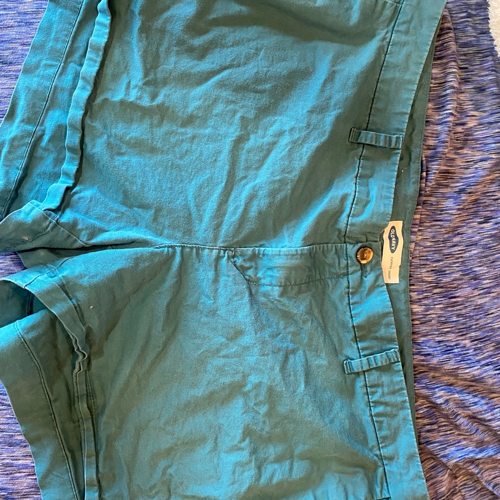 Teal Shorts with Button Detail